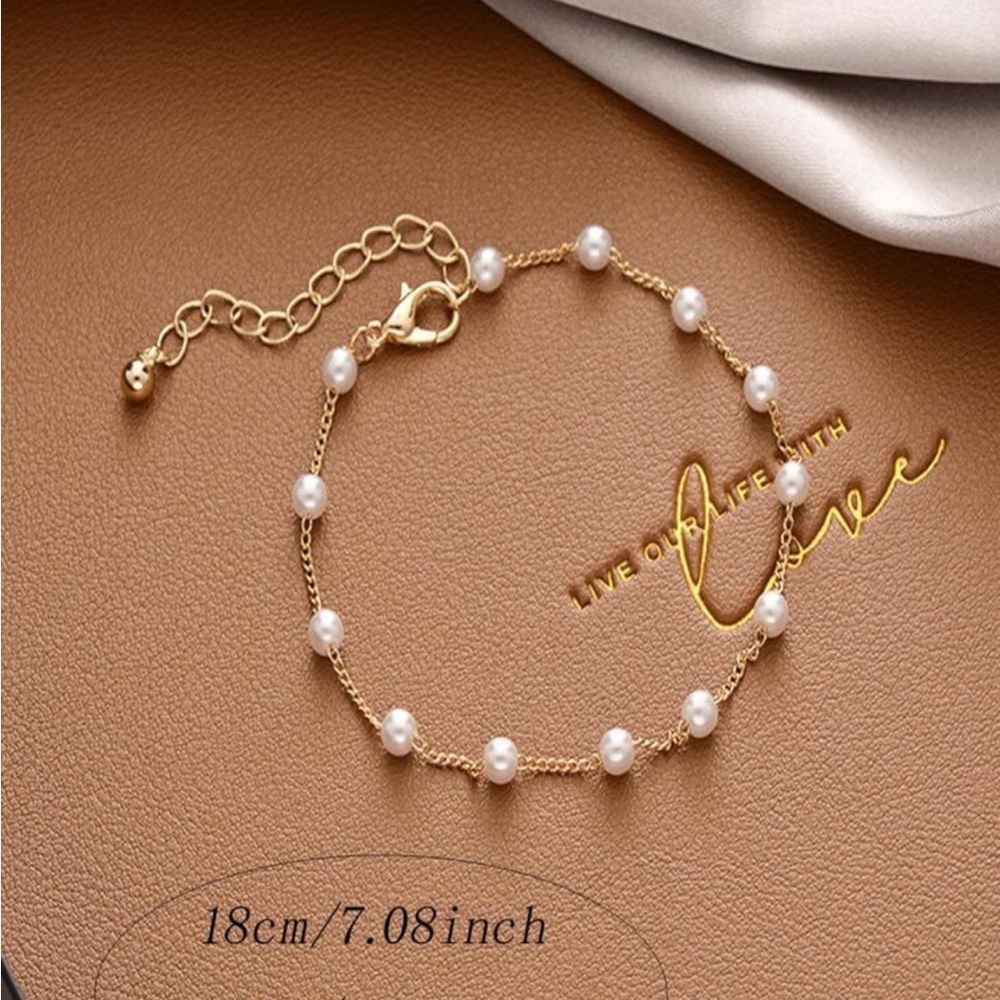 Delicate Faux Pearl and Gold Bracelet